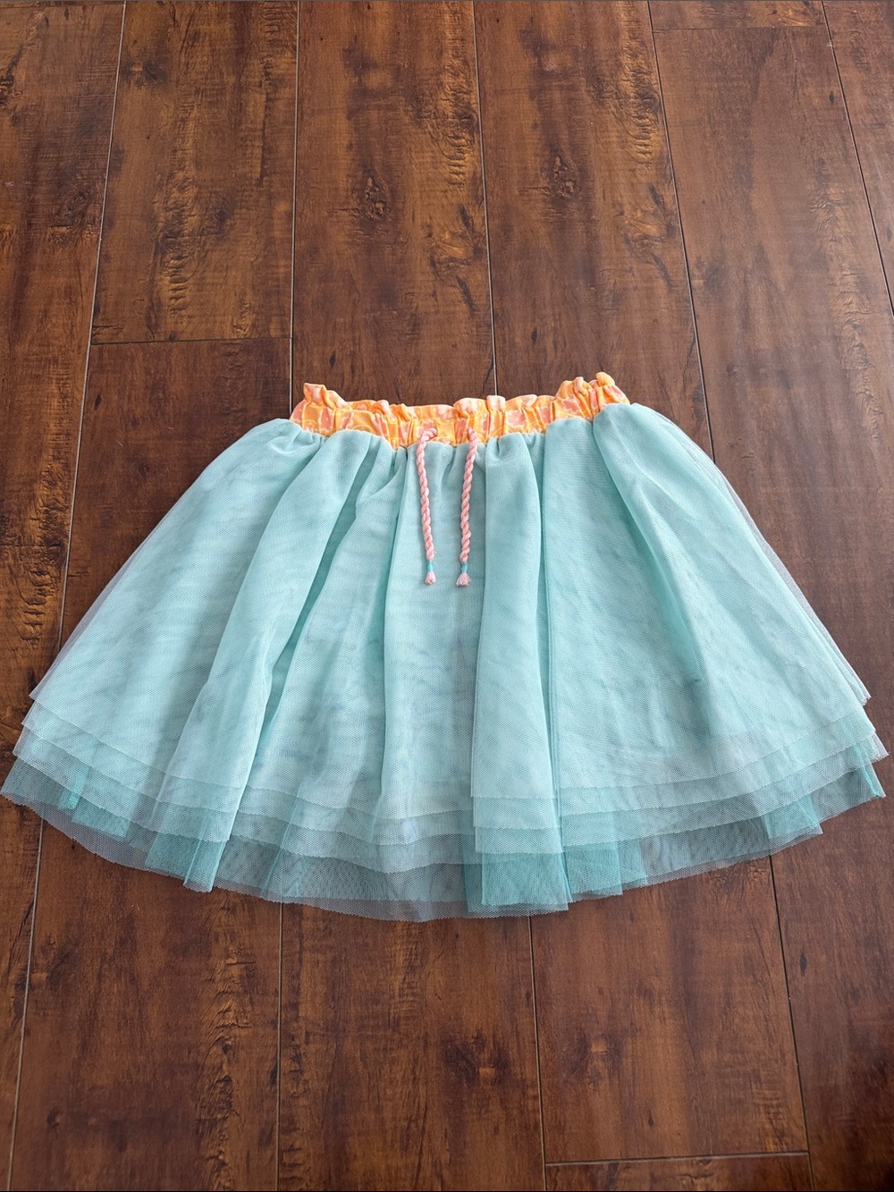 Matilda Jane Aqua Tulle Skirt with Peach Waistband